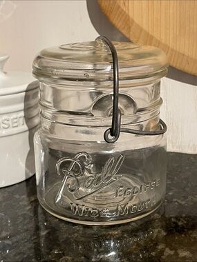 Vintage Ball Eclipse Clear Glass Wide-Mouth Canning/Mason Jar
